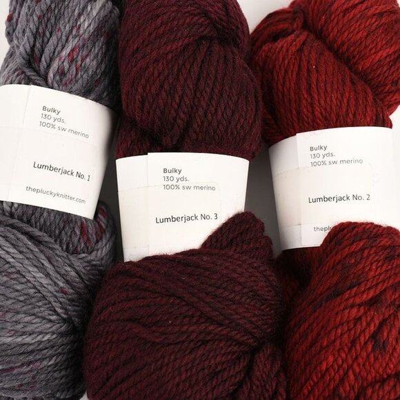 Plucky Knitter Bulky Yarn 3 Skein Set SW Merino Colorway Lumberjack - Picture 3 of 3